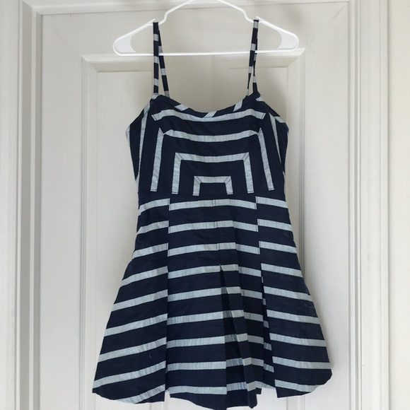 Anthropologie Dresses & Skirts - Anthropologie Fit & Flare Blue Striped Dress